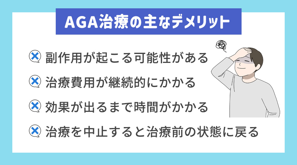 AGA治療の主なデメリット一覧