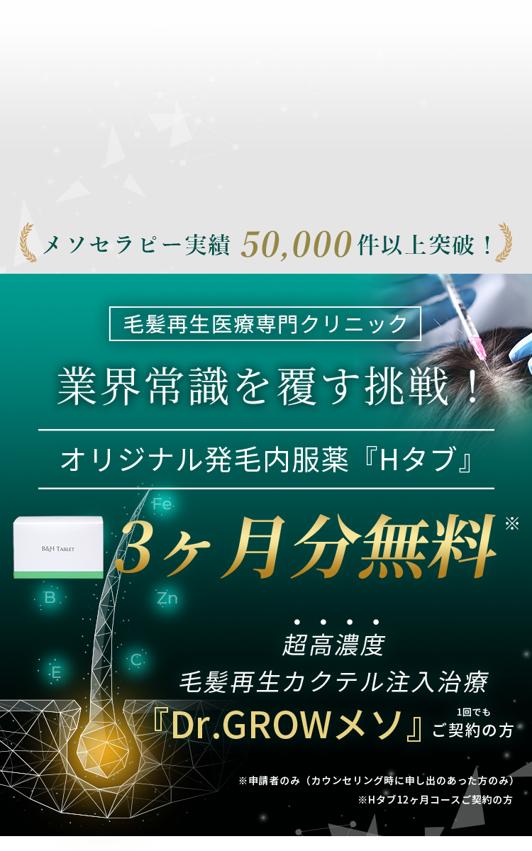 オリジナル発毛内服薬3ヶ月分無料！